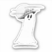 Cute Ghost met Bonnet Halloween Sticker (Voorkant)