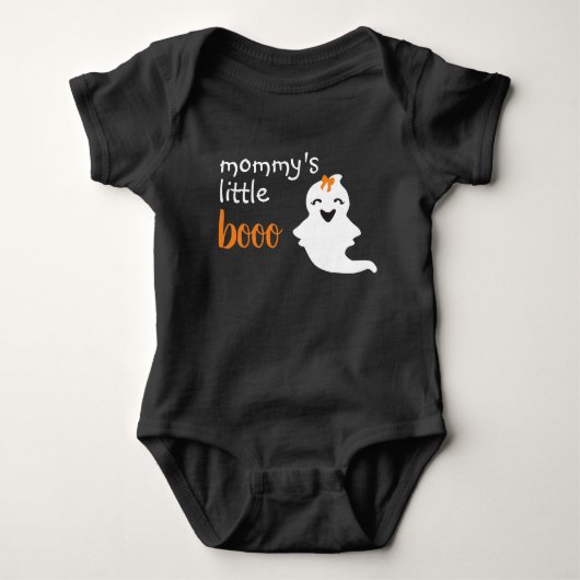 Cute Ghost met Oranje Bow mama's kleine boe Romper (Voorkant)