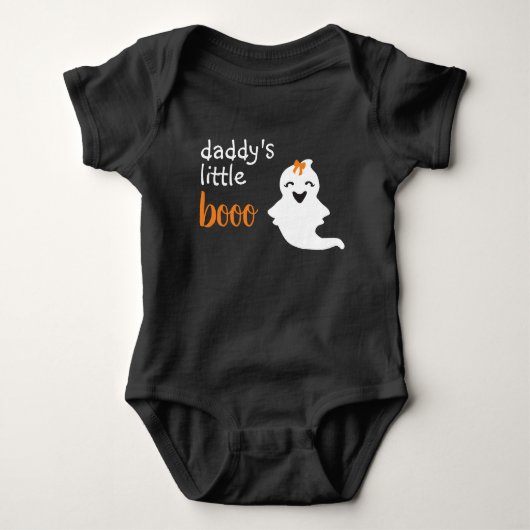 Cute Ghost met Oranje Bow papa's kleine boe Romper (Voorkant)