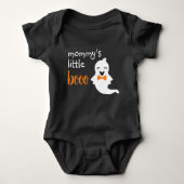 Cute Ghost met Oranje Stropdas mama's kleine boe Romper (Voorkant)