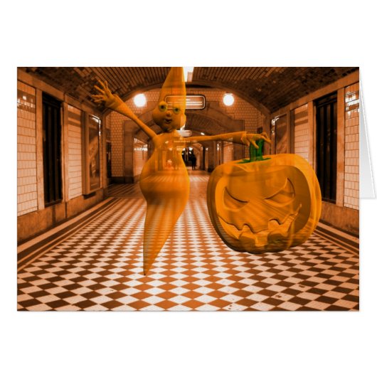 Cute Ghost met pompoen (Voorkant Horizontaal)