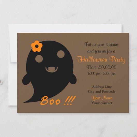 Cute Ghost met ventilator en woord "Boo" Kaart (Voorkant)