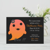 Cute Ghost met ventilator en woord "Boo" Kaart (Staand voorkant)