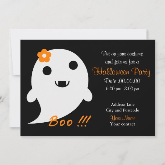 Cute Ghost met ventilator en woord "Boo" Kaart (Voorkant)