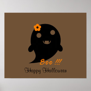 Cute Ghost met ventilator en woord "Boo" Poster
