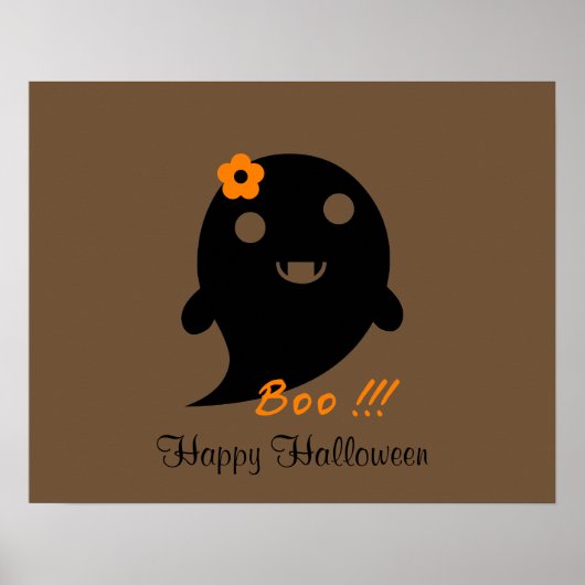 Cute Ghost met ventilator en woord "Boo" Poster (Voorkant)