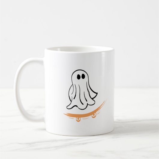 Cute ghost on skateboard koffiemok (Links)