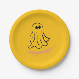 Cute ghost on skateboard papieren bordje