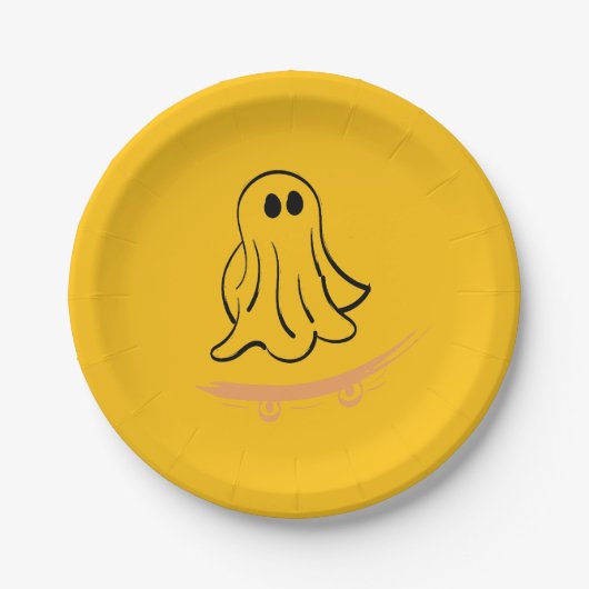 Cute ghost on skateboard papieren bordje (Voorkant)