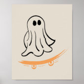 Cute ghost on skateboard poster (Voorkant)