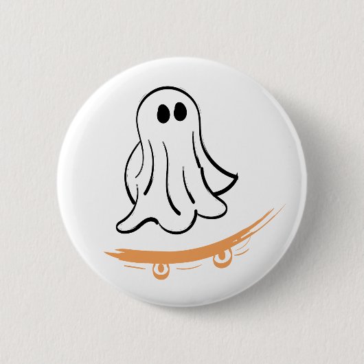 Cute ghost on skateboard ronde button 5,7 cm (Voorkant)