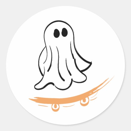 Cute ghost on skateboard ronde sticker (Voorkant)