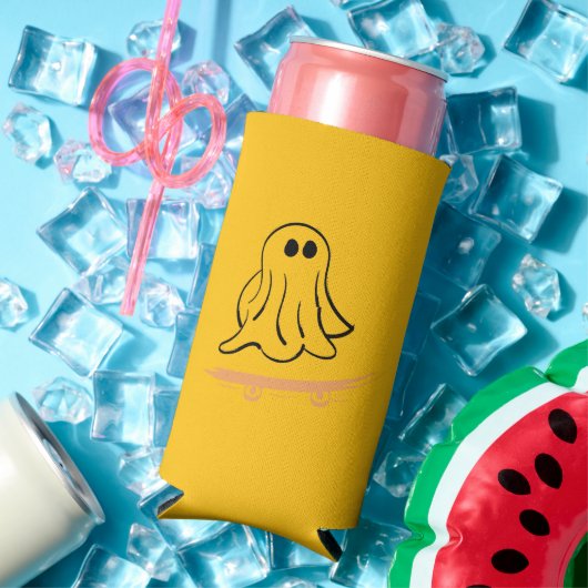 Cute ghost on skateboard seltzer blikjeskoeler (Insitu Zomer)