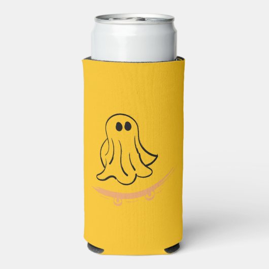 Cute ghost on skateboard seltzer blikjeskoeler (Seltzer Achterkant)