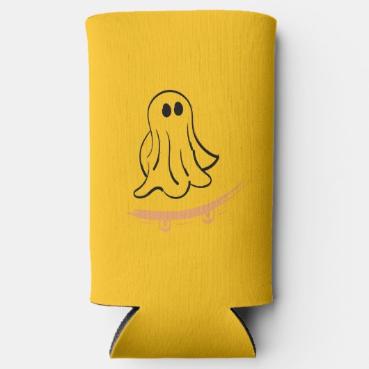 Cute ghost on skateboard seltzer blikjeskoeler (Voorkant)
