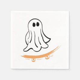 Cute ghost on skateboard servet