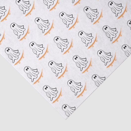 Cute ghost on skateboard tissuepapier (Detail)