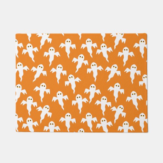Cute Ghost Oranje Halloween Deurmat (Voorkant)
