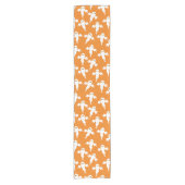 Cute Ghost Oranje Halloween Korte Tafelloper (Voorkant)