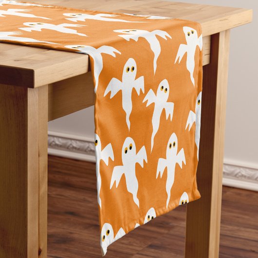 Cute Ghost Oranje Halloween Korte Tafelloper