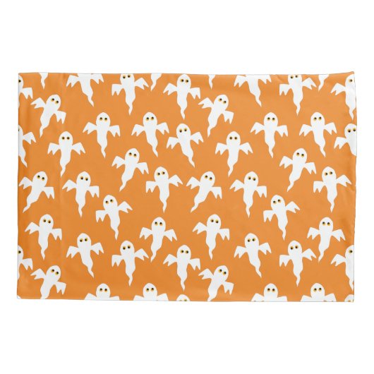 Cute Ghost Oranje Halloween Kussensloop (Achterkant-Links)