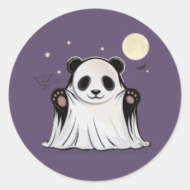 Cute Ghost Panda Under the Moon  Ronde Sticker