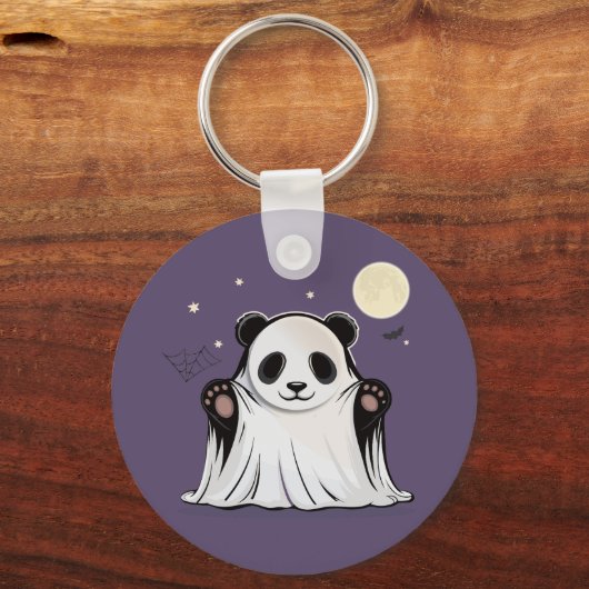 Cute Ghost Panda Under the Moon  Sleutelhanger (Voorkant)