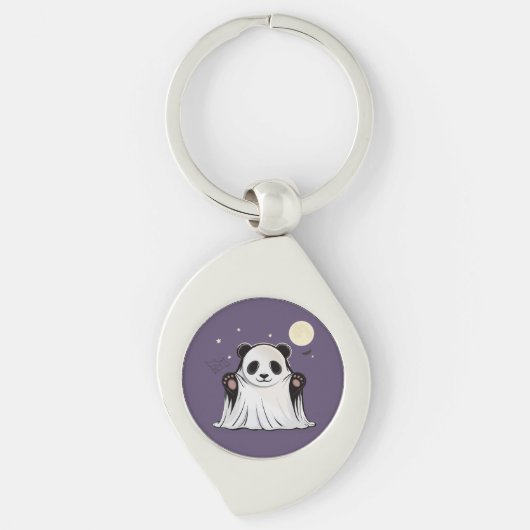 Cute Ghost Panda Under the Moon  Sleutelhanger (Voorkant)