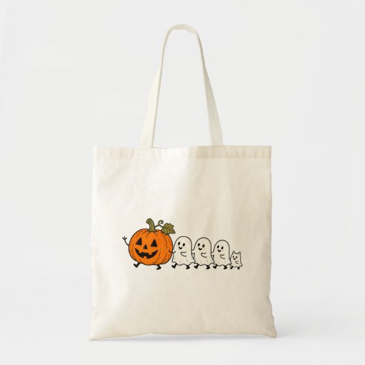 Cute Ghost Parade Halloween Kat Tote Tas (Voorkant)