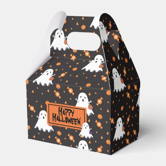 Cute Ghost Pattern Halloween Black Favor Box Bedankdoosjes (Achterkant)