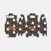 Cute Ghost Pattern Halloween Black Favor Box Bedankdoosjes (Uitgevouwen)