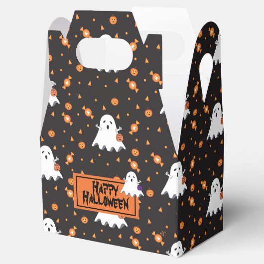 Cute Ghost Pattern Halloween Black Favor Box Bedankdoosjes (Geopend)