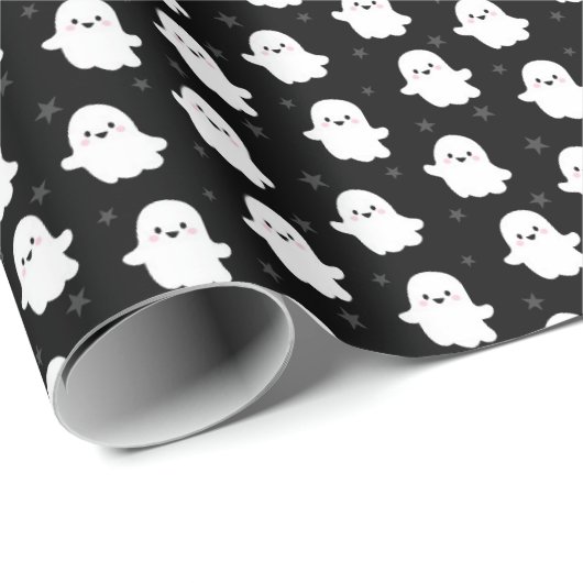 Cute Ghost Pattern – Halloween Seamless Design Cadeaupapier (Rol Hoek)