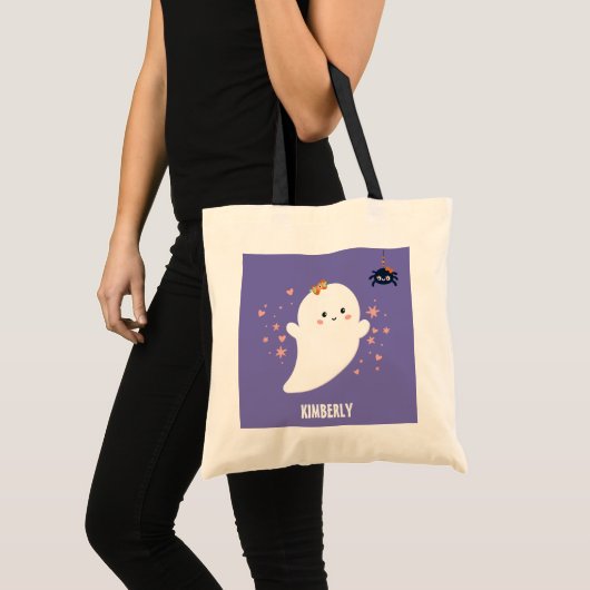 Cute Ghost Personalized Halloween Tote Bag (Voorkant (product))