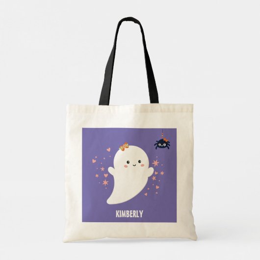 Cute Ghost Personalized Halloween Tote Bag (Achterkant)