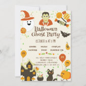 Cute Ghost Pumpkin Bat Kids Halloween Party Kaart (Voorkant)