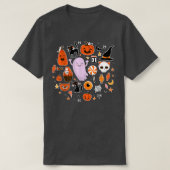 Cute Ghost Pumpkin Black Cat Witch Pet Snoep Funny T-shirt (Design voorkant)
