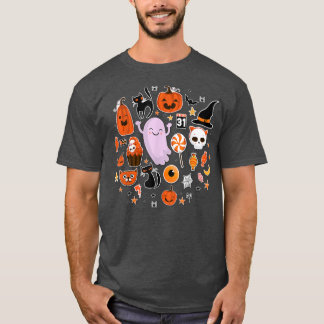Cute Ghost Pumpkin Black Cat Witch Pet Snoep Funny T-shirt