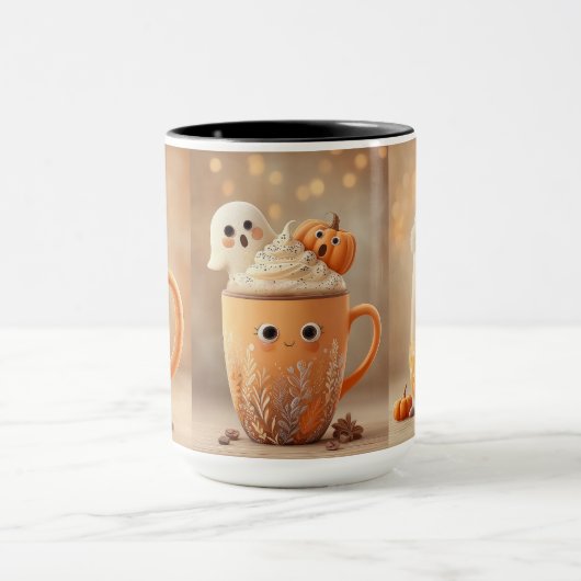 Cute Ghost Pumpkin Latte Mug Mok (Midden)