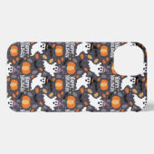 Cute Ghost Pumpkin Pattern – Happy Halloween iPhone Hoesje (Achterkant horizontaal)