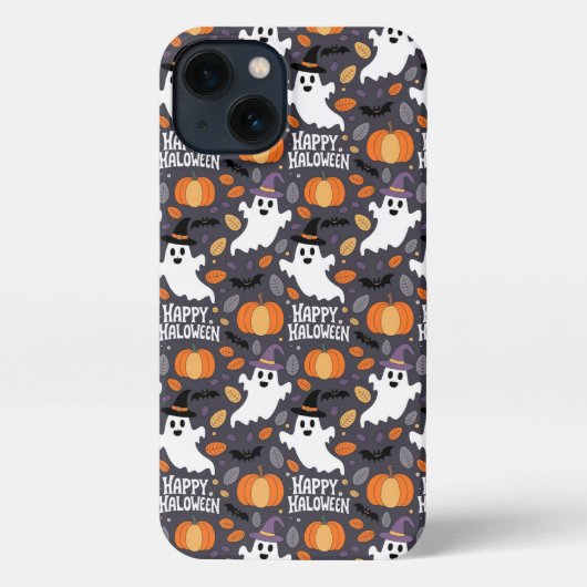 Cute Ghost Pumpkin Pattern – Happy Halloween iPhone Hoesje (Achterkant)