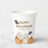 Cute Ghost Pumpkin Personalized Halloween Party  Papieren Bekers (Achterkant)