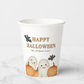 Cute Ghost Pumpkin Personalized Halloween Party  Papieren Bekers (Voorkant)