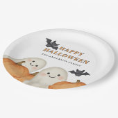 Cute Ghost Pumpkin Personalized Halloween Party  Papieren Bordje (Gekanteld)