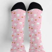 Cute Ghost & Pumpkin Pink Halloween Pattern Sokken (Top)