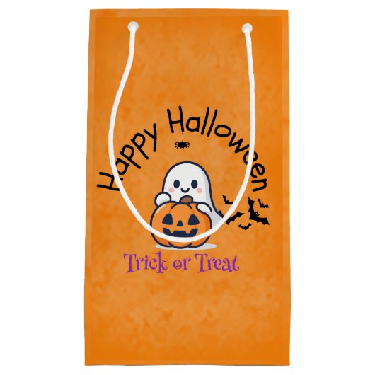 Cute Ghost & Pumpkin Trick or Treat Klein Cadeauzakje (Voorkant)