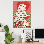Cute Ghost Puppy Dog Heart Valentijn Poster (Thuiskantoor)