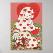 Cute Ghost Puppy Dog Heart Valentijn Poster (Voorkant)
