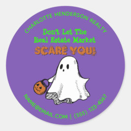 Cute Ghost Real Estate Pop by Halloween Ronde Sticker