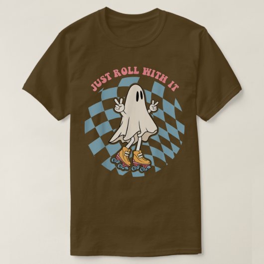 Cute Ghost Riding on Roller Schaatsen Funny Hallow T-shirt (Design voorkant)